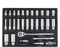 Wiha 33896 28 Piece 1/2&#034; Drive Professional Standard &amp; Deep Socket Tray Set SAE