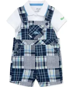 Little Me Baby Boy's 2-Piece Polo & Patchwork Shortall Set