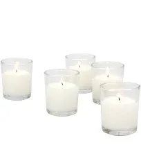 Stonebriar 48 Pack Unscented Long Burning Clear Glass Wax Filled Votive Candles