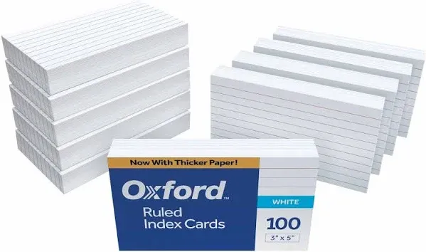 Oxford 30 (1000 PK) Blank Index Cards, 3" x 5", White, 1,000 Cards (10 Packs of 100) (30)