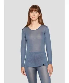 Terramar Women's Thermasilk Pointelle Scoop Neck Shirt, Steel Blue