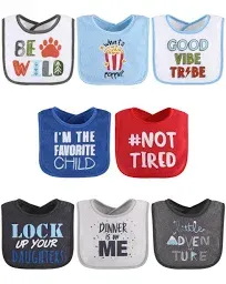 Terry Bib Set for Baby Boys, 8 Pack Set for Feeding, Teething, Drooling