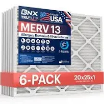 BNX TruFilter 16x20x1 Air Filter MERV 13 (4-Pack) - Made in USA - Electrostatic Pleated Air Conditioner HVAC AC Furnace Filters for Allergies,