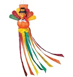 Decorative Holiday Pilgrim Turkey Windsock with Streamers