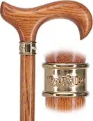 Genuine Oak Wood Derby Walking Cane - Stylish Brass Embossed Collar - Elegant Walking Stick for Men and Women