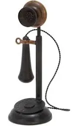 Deco Vintage Metal Telephone Home Decor 13&#034; Black Iron