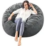 ILPEOD Bean Bag Chairs for Adults - Memory Foam Furniture Beanbag Chair - Kids/Teens Sofa with Soft Micro Fiber Cover - Round Fluffy Couch for