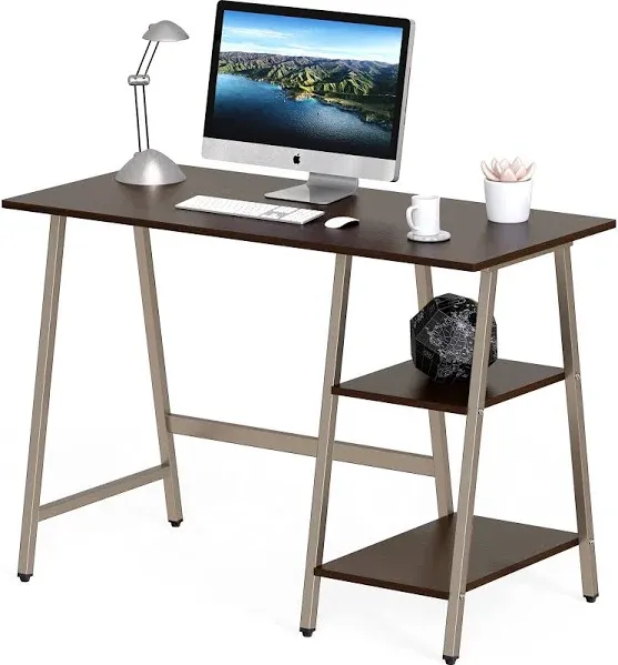 SHW Trestle Home Office Computer Desk, Black