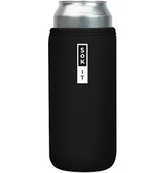 Sok It Can Sok Sleeve for Beer & Soda Insulated Neoprene Cover (Black, 25oz Can Sleeve)