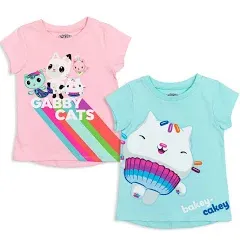 DREAMWORKS GABBY'S DOLLHOUSE Girls 2 Pack T-Shirts Toddler to Big Kid