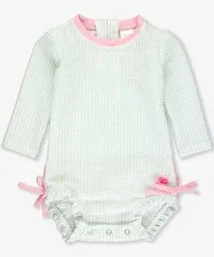 RuffleButts Baby Girls Seersucker Long Sleeve Rash Guard