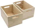 Sorbus Unfinished Wood Crates, Organizer Bins, Wooden Box, Cabinet Containers - Natural