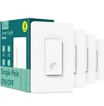 TREATLIFE Smart Switch 4 Pack, 2.4Ghz Smart Light Switch WiFi Light Switch Si...