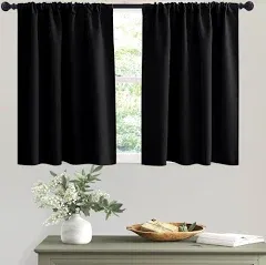 RYB Home Bedroom Blackout Curtains - Black Curtains Solar Light Block Insulated Drapes Energy Saving for Bedroom Dining Living Room, 42 x 45 Inches