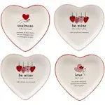 Valentine's Day Set of 4 Heart Shaped Tid Bit Plates Certified International