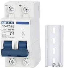 DC Miniature Circuit Breaker, 2 Pole 500V 50 Amp Isolator for Solar PV System, Thermal Magnetic Trip, DIN Rail Mount, Chtaixi DC Disconnect Switch C50