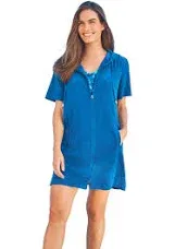 Swim 365 Women's Plus Size Hooded Terry Swim Cover Up