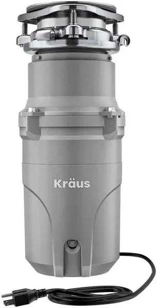 Kraus KWD210-50 WasteGuard 1/2 HP Continuous Garbage Disposal with - Matte Grey