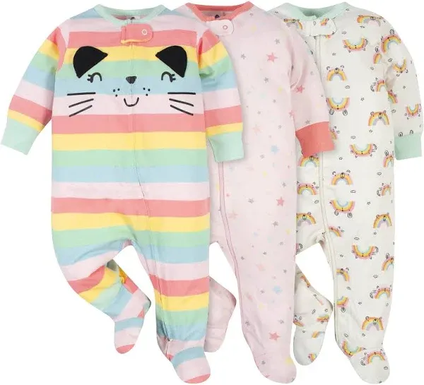 Gerber Baby Girls' Rainbow Zip-Front Sleep N' Play