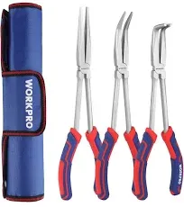 WORKPRO 3PC Long Reach Pliers Set, 11 Inch Extra Long Needle Nose Pliers Set Inc