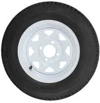 Ecustomrim 39351 Trailer Tire On White Rim 530-12 5.30-12 5.30 x 12 Load C 4 Lug 12 x 4 Wheel