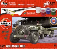 Airfix Model Tank - A55117A Hanging Gift Set - Willys MB Jeep, Plastic Model Kits for Adults & Kids 14+, 1:72 Scale, Skill Level 1, WW2 Theme Military Models, World War 2 Tanks