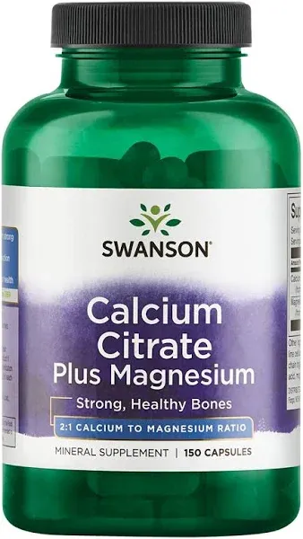 Swanson Calcium Citrate Plus Magnesium 150 Capsules