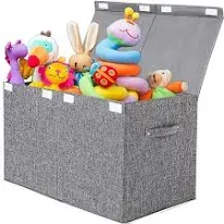 Popoly Large Toy Box Chest with Lid, Collapsible Sturdy Toy Storage Organizer Bo