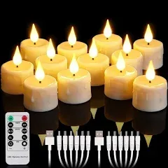 Yunsheng 12pcs Rechargeable LED Tea Lights Candles