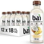 Bai Antioxidant Infused Water Beverage Puna Coconut Pineapple with Vitamin C and No Artificial Sweeteners 18 Fluid Ounce Bottle 12 Pack