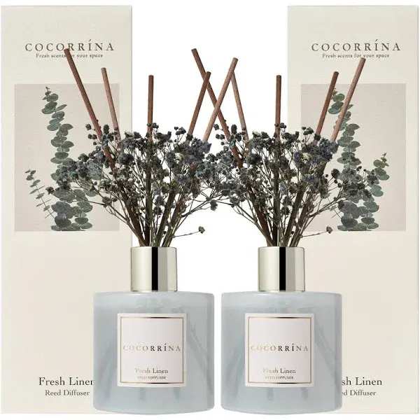 COCORRÍNA Reed Diffuser Set - Fresh Linen Reed Diffuser 2 Packs 6.7oz Scent ...