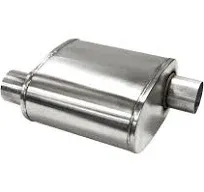 Pro Series 304 Exhaust Muffler SS Oval Tuned Exhaust Muffler 3&#034; Offset ID, 3&#034;