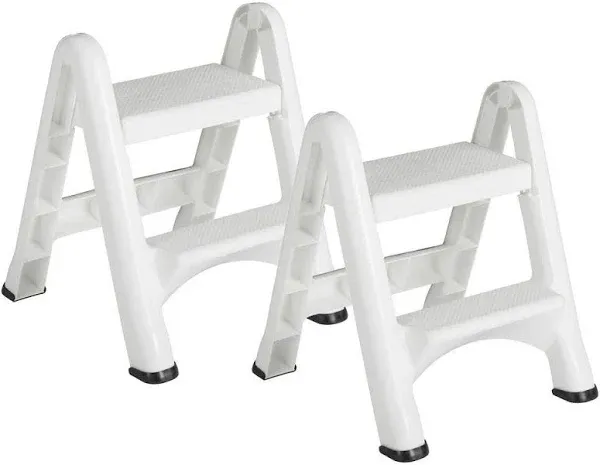 Rubbermaid White 2-Step Folding Step Stool