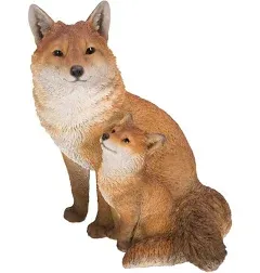 Hi-Line Gift Fox Mother & Baby Fox Sitting Statue