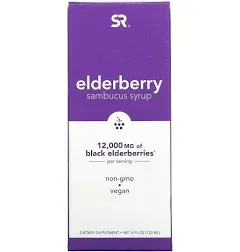 Sports Research Elderberry Syrup for Immune Support - High Flavonoid - Non-GMO, Vegan - No Alcohol - Equivalent to 12,000mg of Black Elderberries per Serving (4oz)