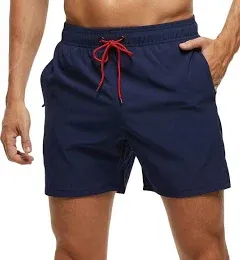 Tyhengta Men's Swim Trunks Quick Dry Beach Shorts with Zipper Pockets and Mesh Lining