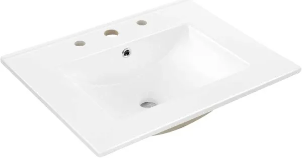 JONATHAN Y Ancillary 3-Hole 18.25 in. D Classic Contemporary Rectangular Ceramic Single Sink Basin Vanity Top