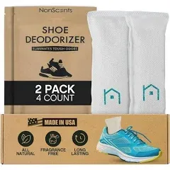 NonScents Shoe Deodorizer 2-Pack (4 Count) - Odor Eliminator, Air Freshener, ...