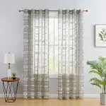 HLC.ME Broadway Stripe Decorative Sheer Light Filtering Grommet Window Treatment Curtain Drapery Panels for Bedroom & Living Room - Set of 2 Panels (54 x 84 inches Long, Beige)