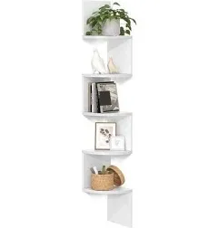 VASAGLE Corner Shelf Wall Mount 5-Tier Floating Corner Bookshelf