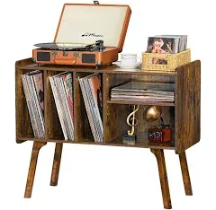 Lerliuo Record Player Stand with 4 Cabinet Holds up to 220 Albums, Large Turntab