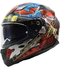 LS2 Adult Stream Ninja Full-Face Street Motorcycle Red/Blue X-Small Helmet