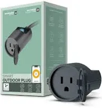 Merkury Outdoor Smart Plug - Smart Outlet, IP65 Weather-Resistant, Alexa Compatible, Remote Control, No Hub Needed - Ideal for Lights and Devices, ETL Certified Black