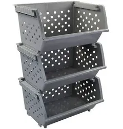 Buyitt 3-Pack Stackable Storage Baskets