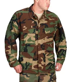 Woodland Camo BDU Coat - 100% Cotton Ripstop