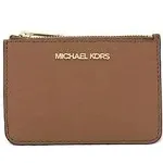 Michael Kors Jet Set Travel Small Leather Top Zip Coin Pouch Luggage/Gold Tone