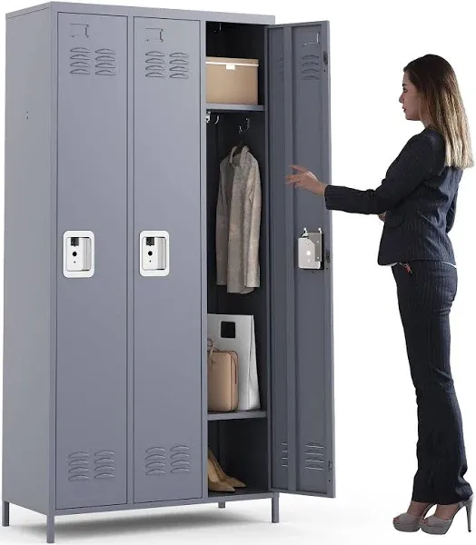 72"H 3-Door Metal Lockers with Lock