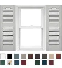 Mid America 00011452018 Standard Size Cathedral Top Center Mullion, Open Louver Vinyl Shutter, w/Installation Shutter-Lok's & Matching Screws (Per Pair), 018, 14 1/2"W x 52"H, Tuxedo Grey