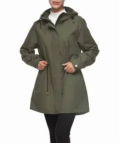 Rokka&Rolla Women's Water-Resistant Hooded Anorak Rain Jacket Trench Coat