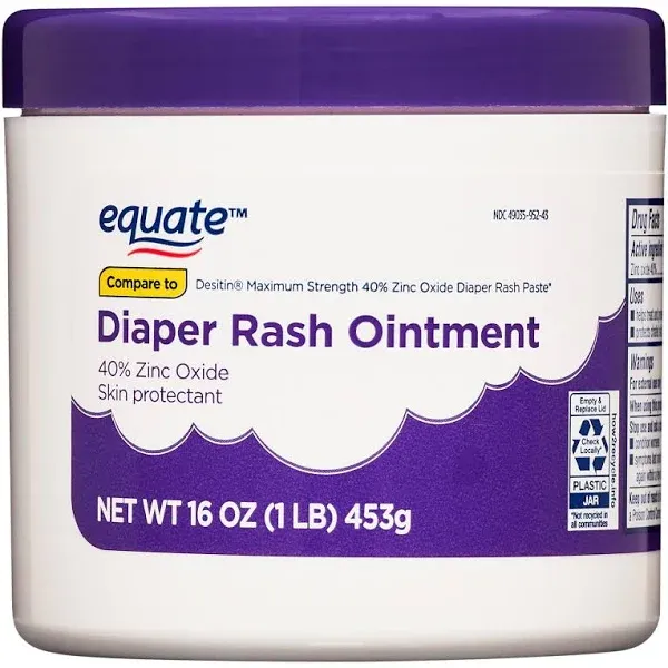 Equate Baby Diaper Rash Paste with 40% Zinc Oxide 16 Oz